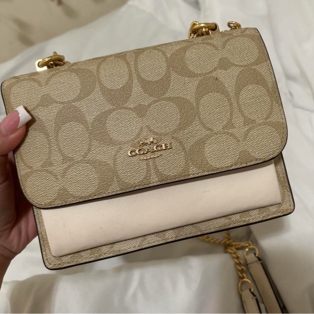 Coach Signature Tan and Cream Crossbody Bag